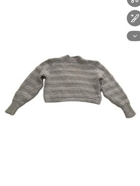 Aritzia Wilfred Cropped Wool Knit Crewneck Sweater - Gray